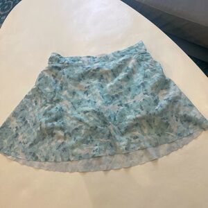 Athleta Girl Camo Green Blue Skirt with Shorts